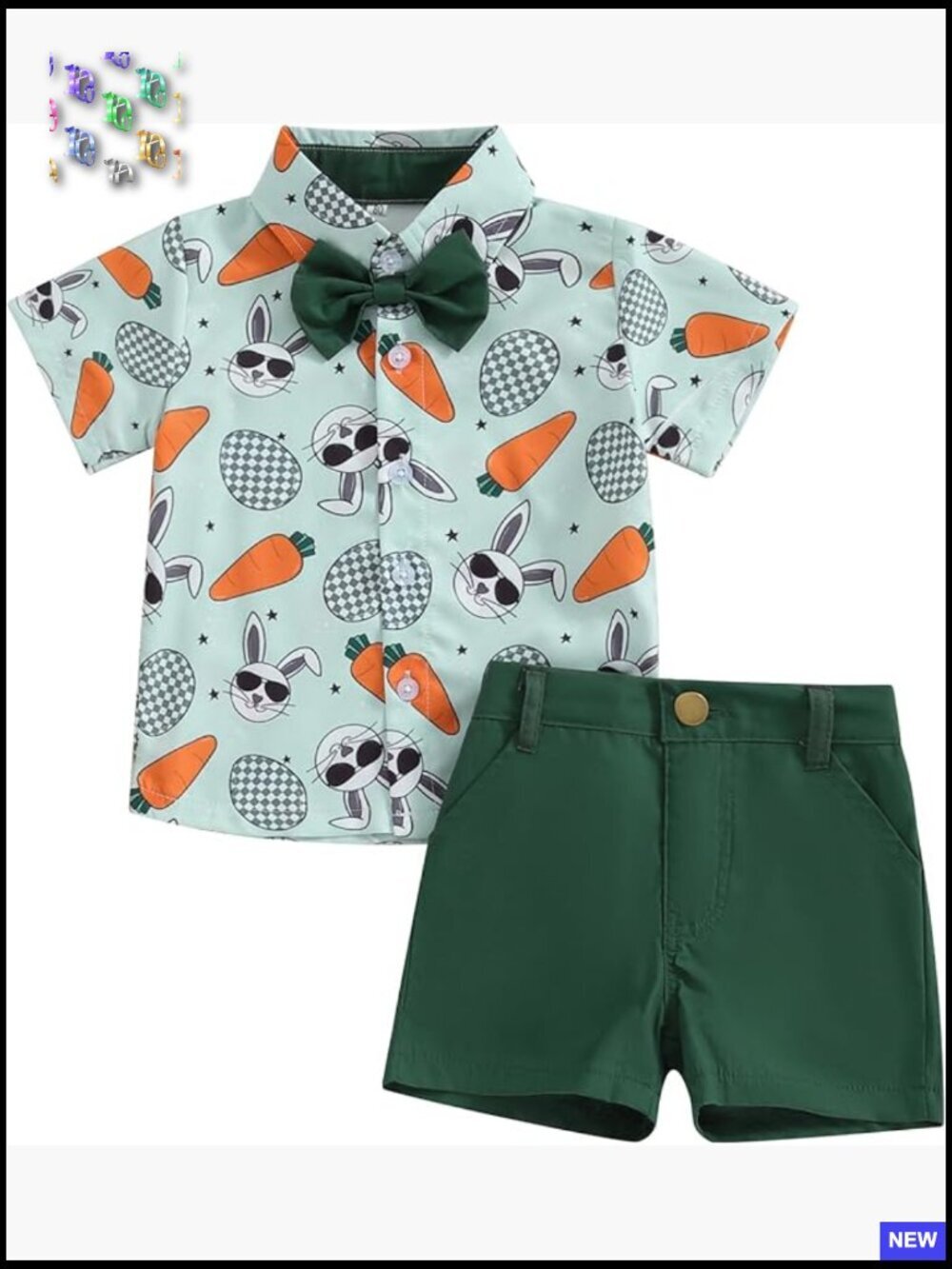 Toddler Boy Short Sleeve Shirt Shorts Set Casual Play Outfit Bunny Print